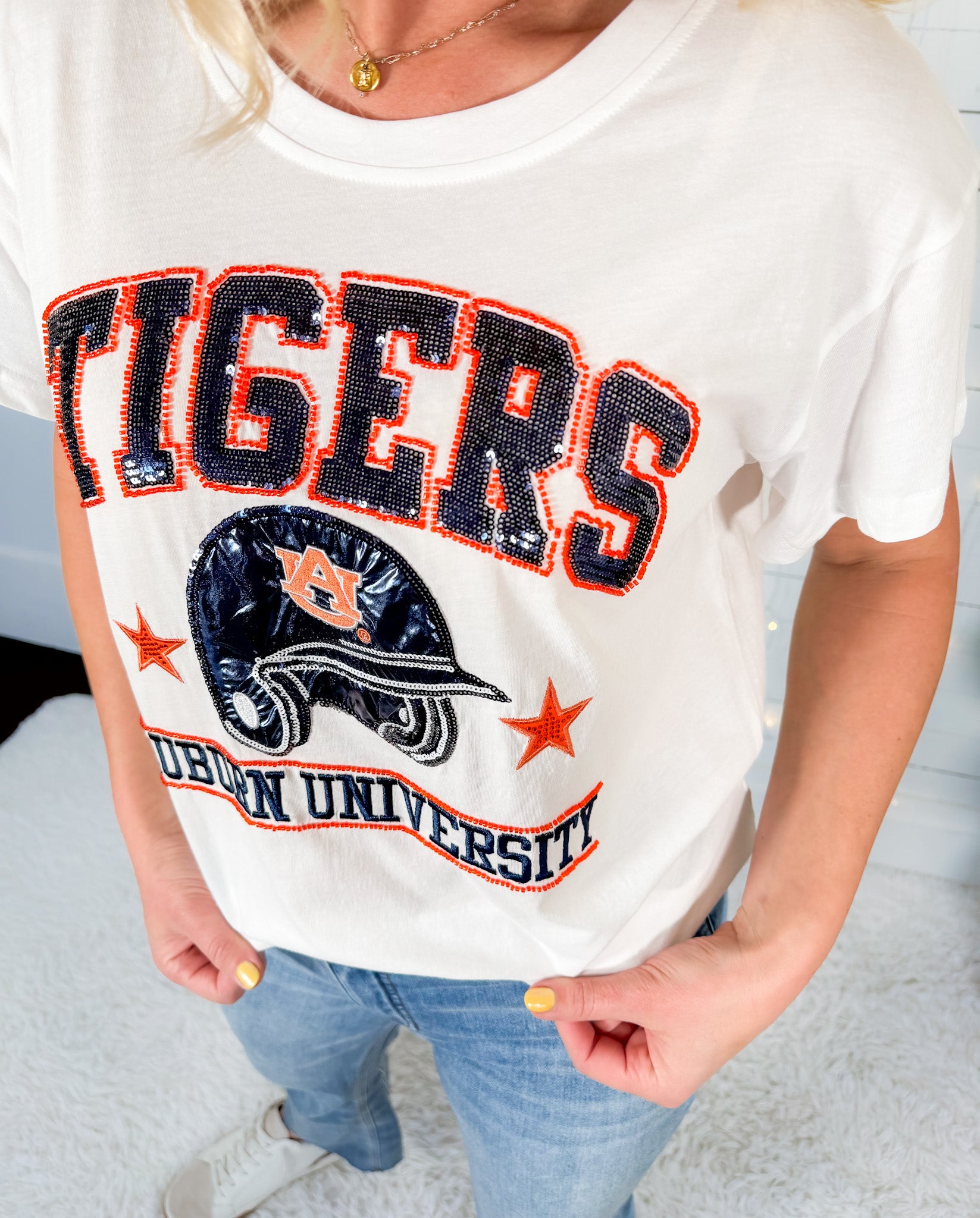 Queen of Sparkles Auburn Baseball Helmet Tee