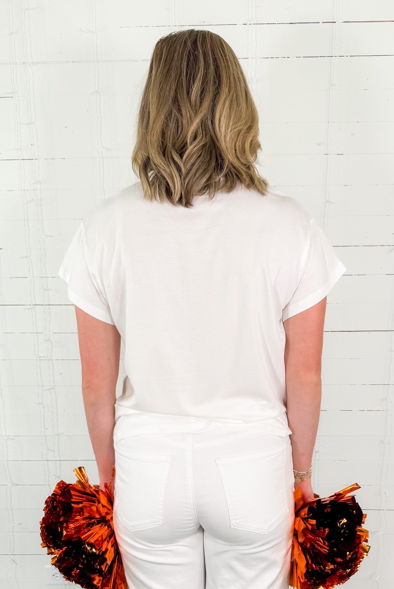 Queen of Sparkles Auburn Metallic Word + Icons Tee