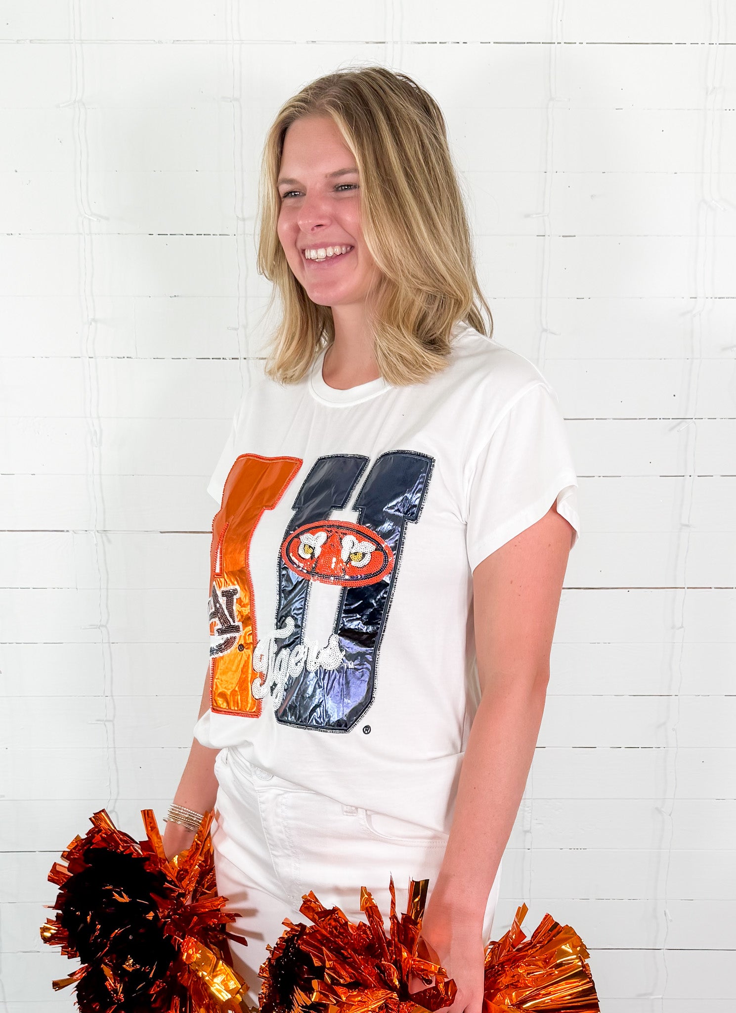 Queen of Sparkles Auburn Metallic Word + Icons Tee