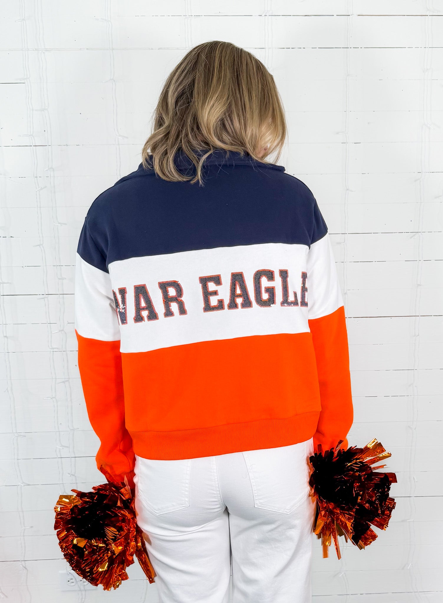 Queen of Sparkles Auburn Quarter Zip Colorblock Sweatshirt