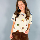 Queen of Sparkles Beige Multi Scattered Turkey Tee