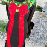 Queen of Sparkles Black Sequin Bow Knit Midi Dress