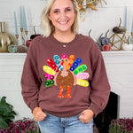 Queen of Sparkles Brown Rainbow Turkey Sweatshirt