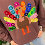 Queen of Sparkles Brown Rainbow Turkey Sweatshirt