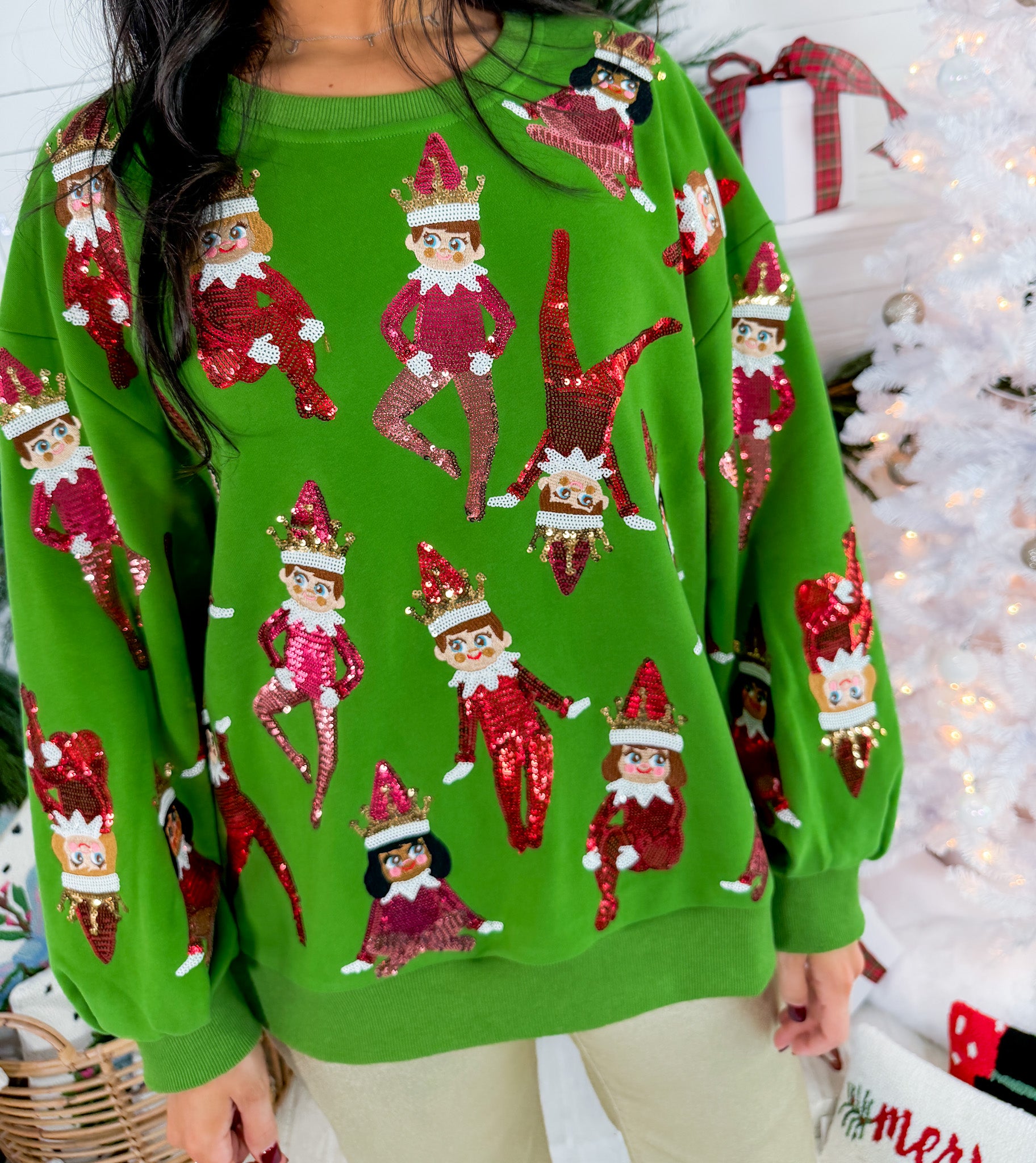 Queen of Sparkles Green Elf on the Shelf Sweatshirt 