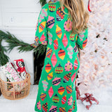 Queen of Sparkles Green Multi Ornament Sweater Maxi Dress