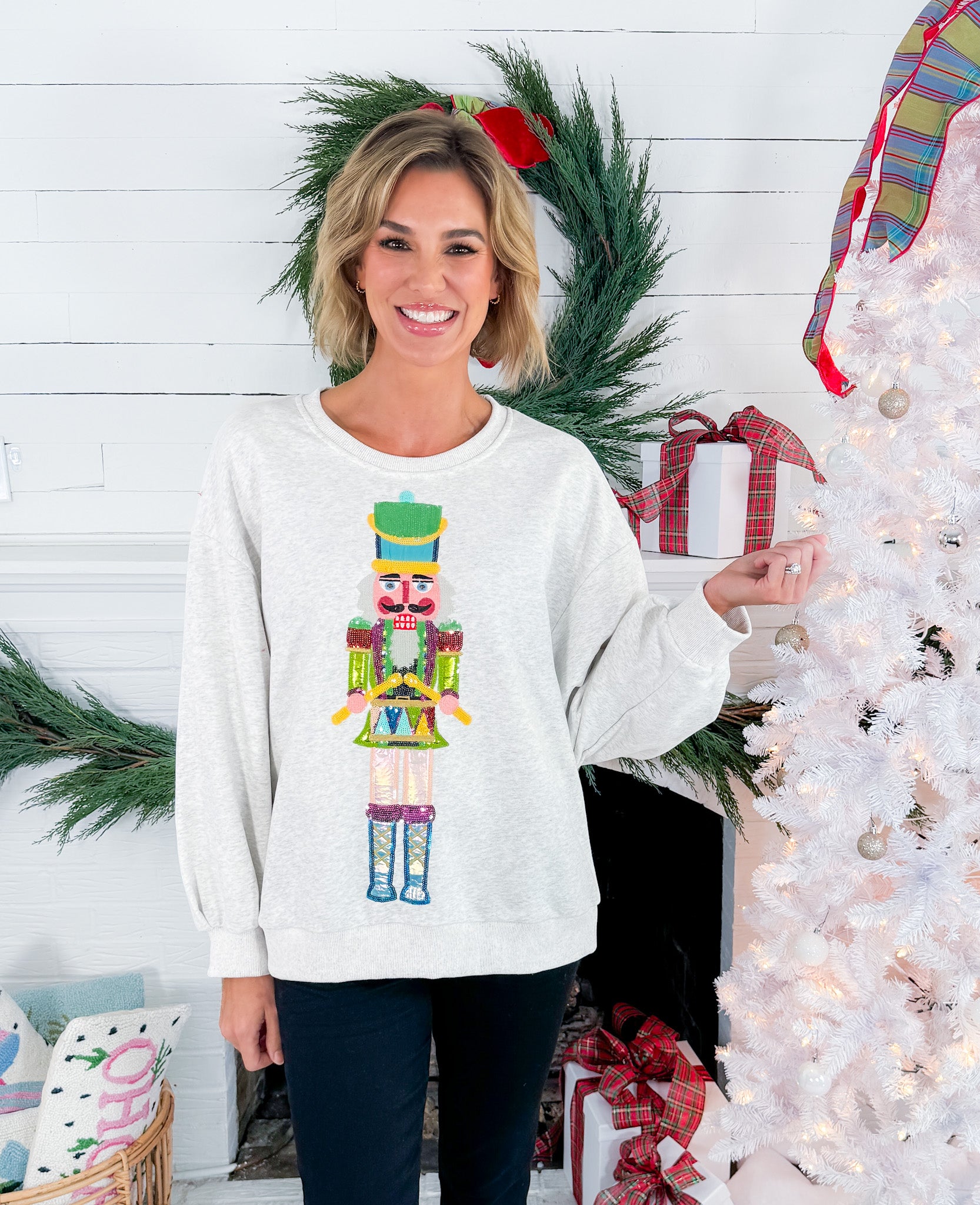 Queen of Sparkles Grey Drummer Nutcracker Sweatshirt 