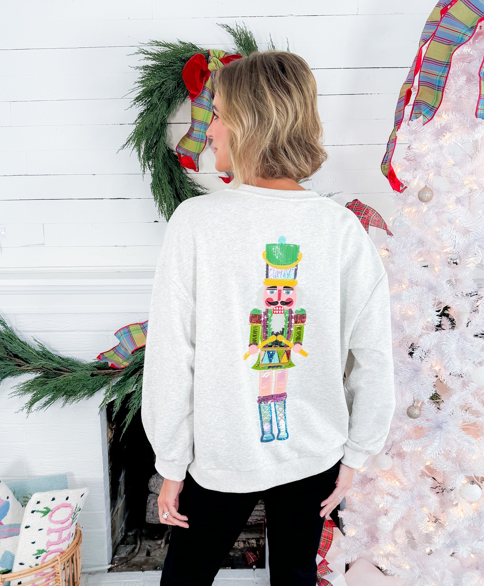 Queen of Sparkles Grey Drummer Nutcracker Sweatshirt 