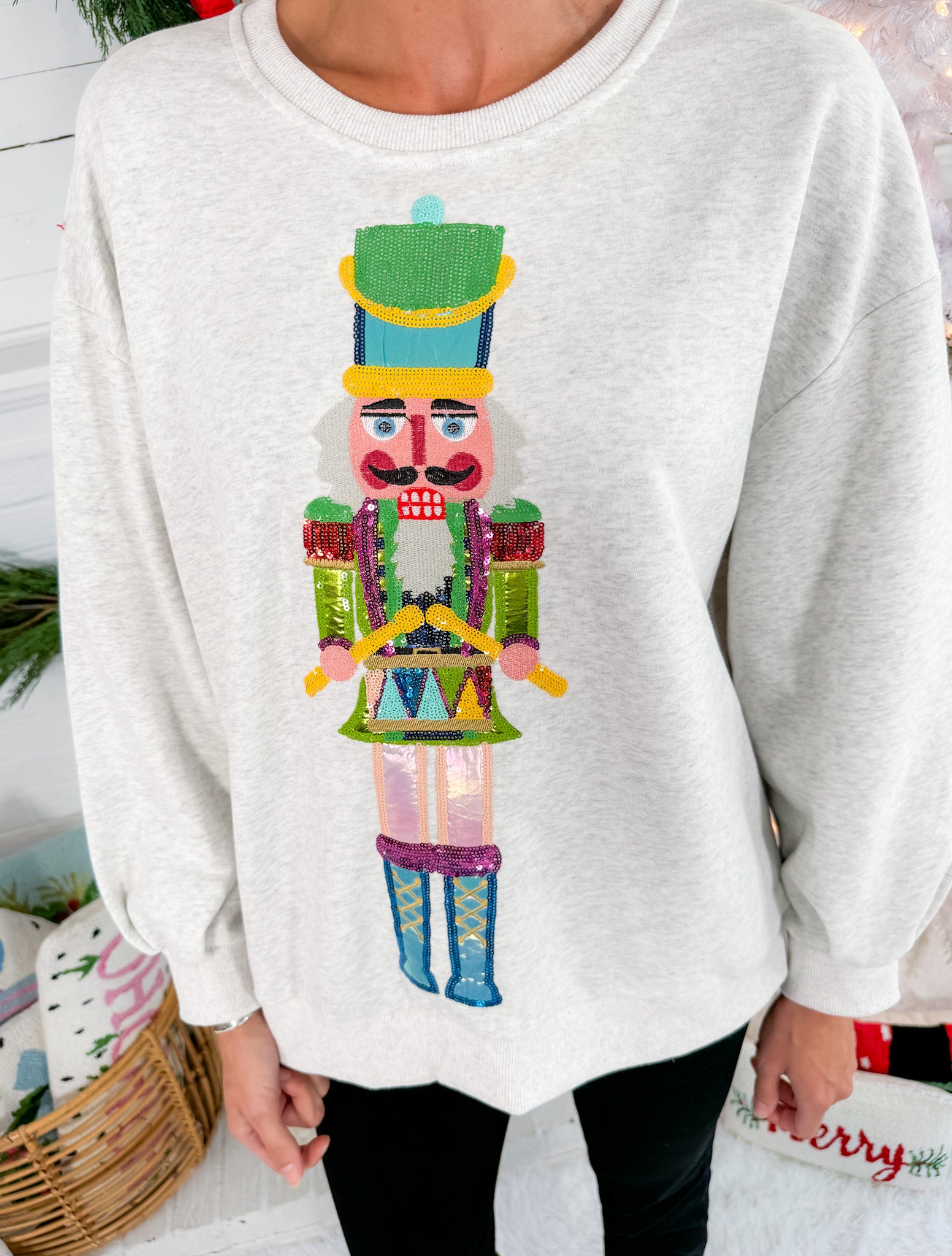 Queen of Sparkles Grey Drummer Nutcracker Sweatshirt 