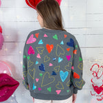 Queen of Sparkles Grey Groovy Hearts Sweatshirt