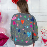 Queen of Sparkles Grey Groovy Hearts Sweatshirt