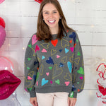 Queen of Sparkles Grey Groovy Hearts Sweatshirt