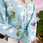 Queen of Sparkles Light Blue Scattered Bunny Cardigan