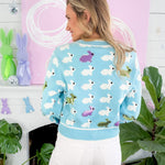 Queen of Sparkles Light Blue Scattered Bunny Cardigan