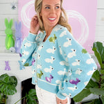 Queen of Sparkles Light Blue Scattered Bunny Cardigan