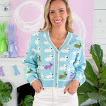 Queen of Sparkles Light Blue Scattered Bunny Cardigan