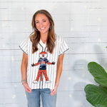 Queen of Sparkles Navy Striped Aubie Baseball Tee