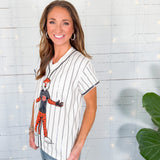 Queen of Sparkles Navy Striped Aubie Baseball Tee