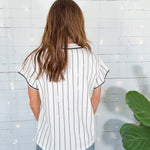 Queen of Sparkles Navy Striped Aubie Baseball Tee