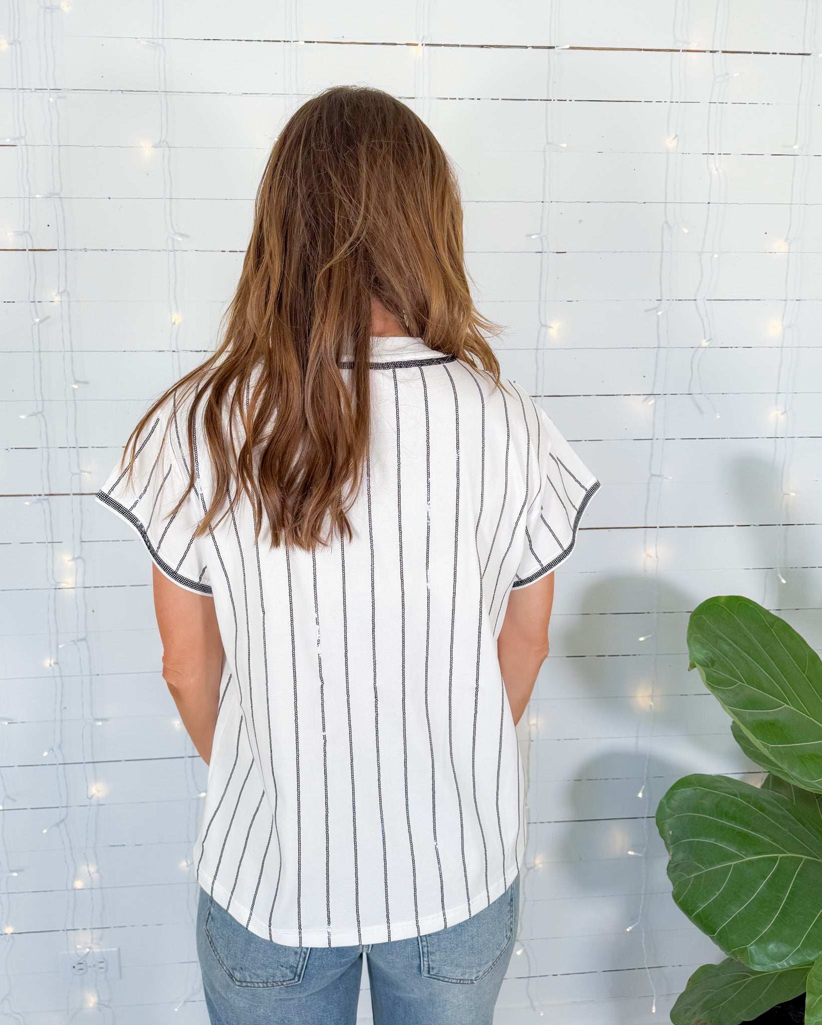 Queen of Sparkles Navy Striped Aubie Baseball Tee