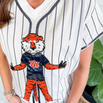 Queen of Sparkles Navy Striped Aubie Baseball Tee