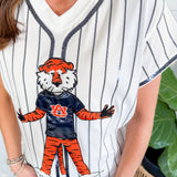 Queen of Sparkles Navy Striped Aubie Baseball Tee