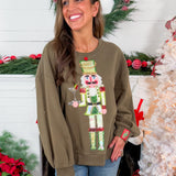 Queen of Sparkles Olive Green Martini Server Nutcracker Sweatshirt