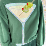 Queen of Sparkles Olive Metallic Martini Sweatshirt