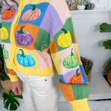 Queen of Sparkles Pastel Colorblock Pumpkin Cardigan