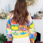 Queen of Sparkles Pastel Colorblock Pumpkin Cardigan