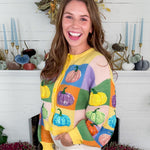 Queen of Sparkles Pastel Colorblock Pumpkin Cardigan