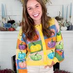 Queen of Sparkles Pastel Colorblock Pumpkin Cardigan
