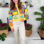 Queen of Sparkles Pastel Colorblock Pumpkin Cardigan