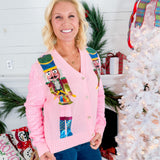 Queen of Sparkles Pink Shard Sequin Sleeve Nutcracker Sweater