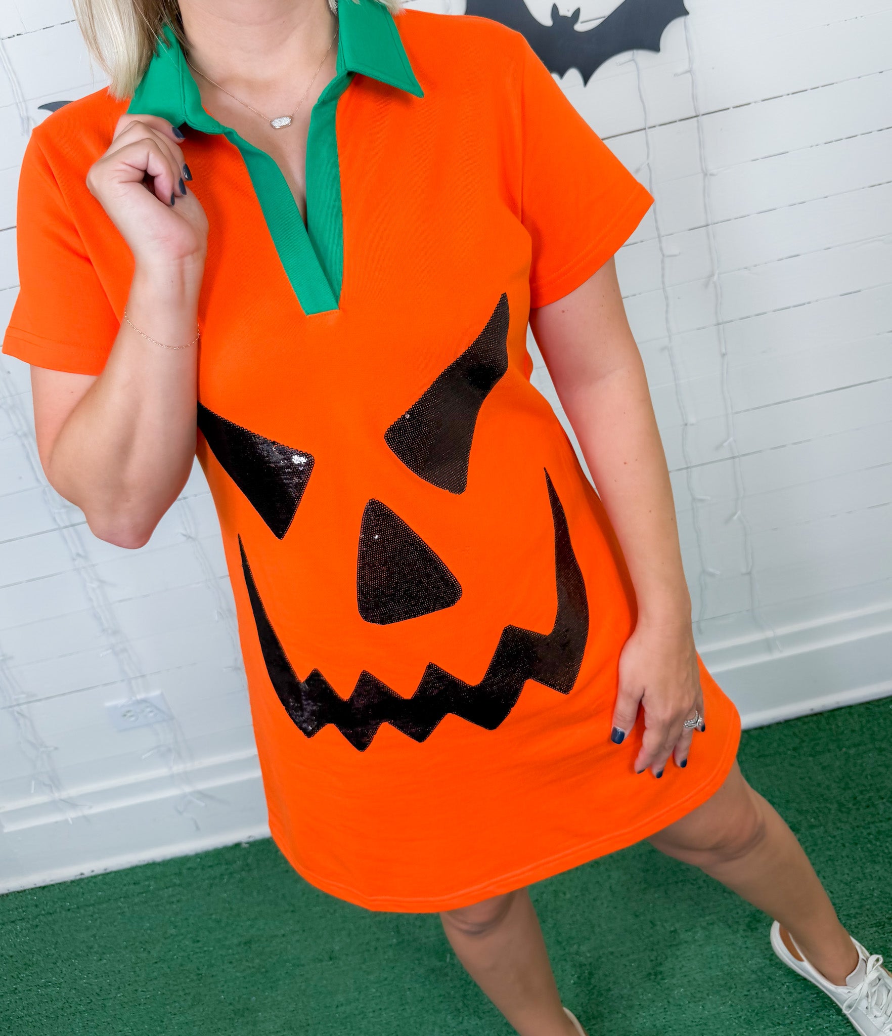 Queen of Sparkles Pumpkin Mini Dress