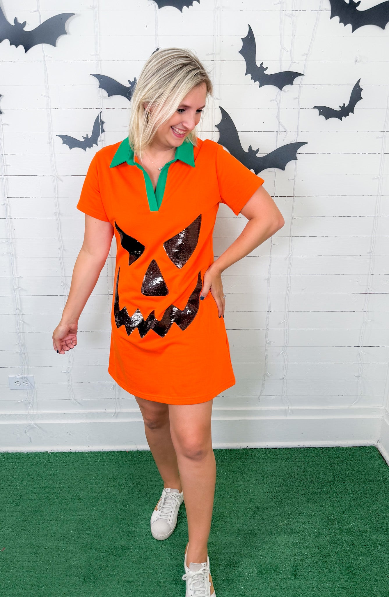 Queen of Sparkles Pumpkin Mini Dress
