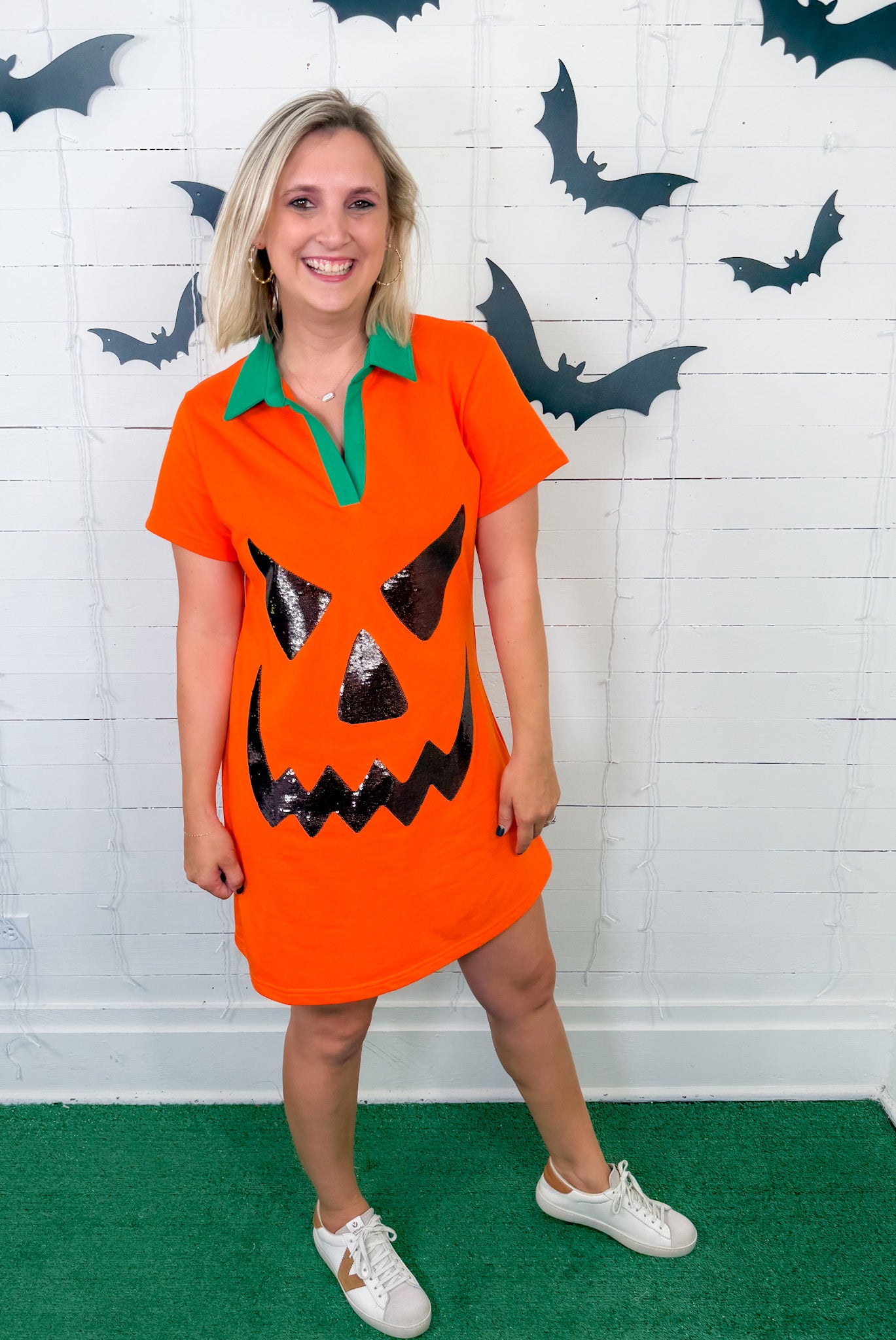 Queen of Sparkles Pumpkin Mini Dress