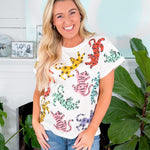 Queen of Sparkles Rainbow Crawling Tigers Tee