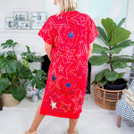 Queen of Sparkles Red Groovy Star Midi Tee Dress