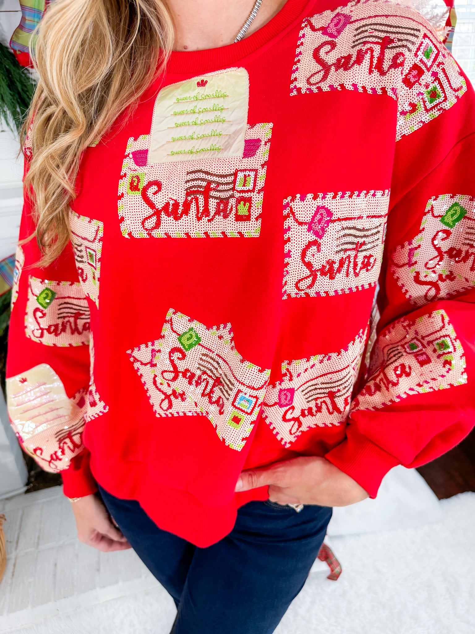 Queen of Sparkles Red Letter to Santa Sweatshirt