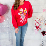 Queen of Sparkles Red Valentines Bouquet Sweatshirt