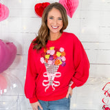 Queen of Sparkles Red Valentines Bouquet Sweatshirt