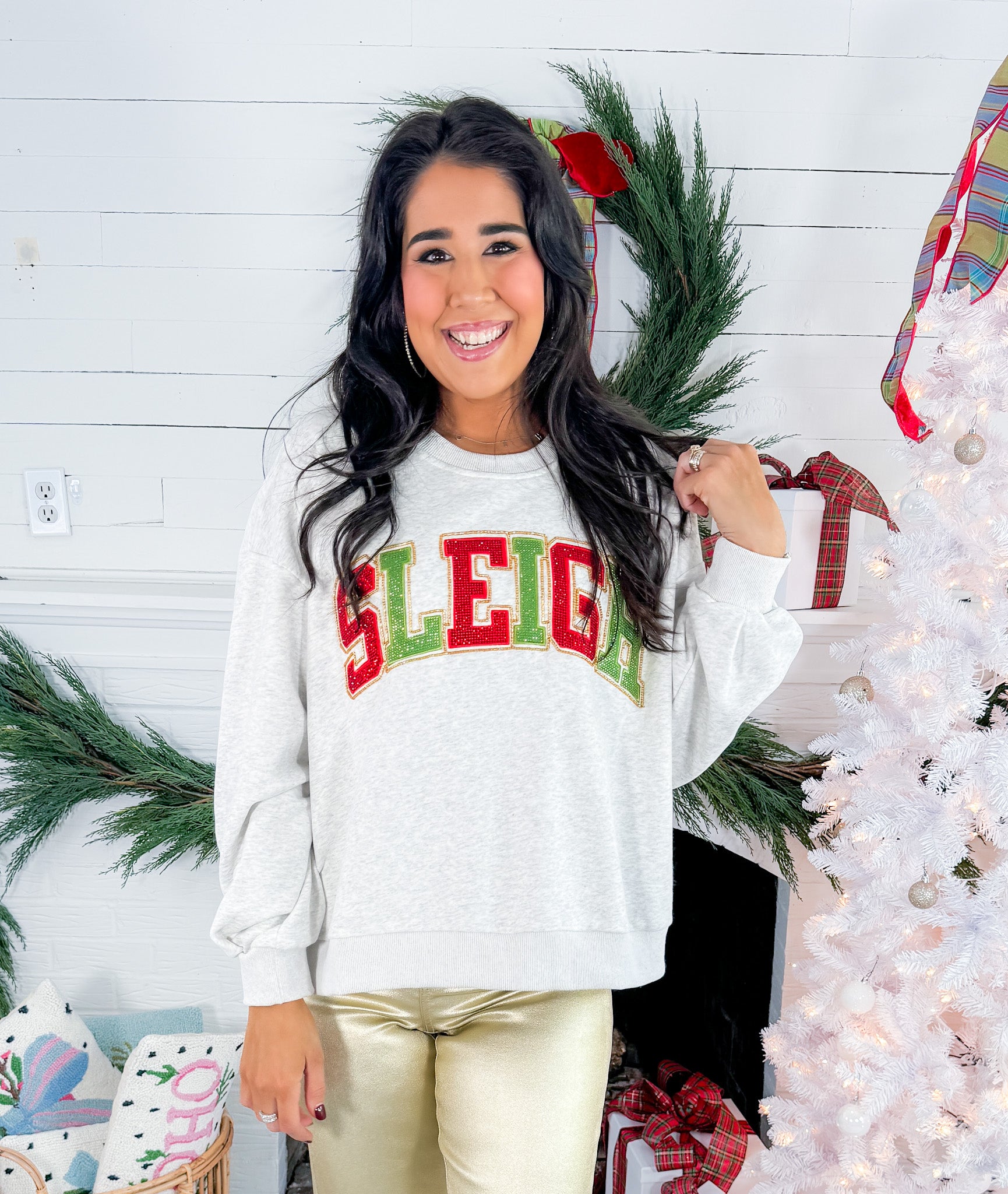 Queen of Sparkles SLEIGH Grey Sweatshirt