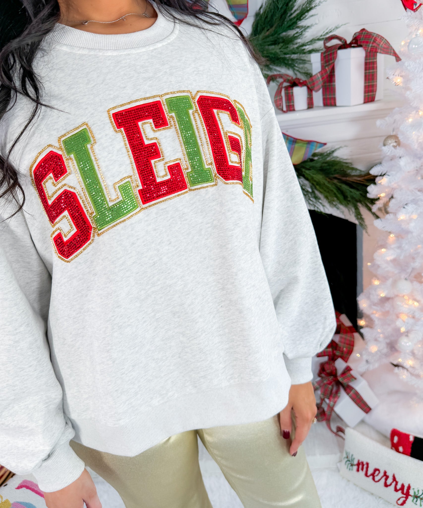 Queen of Sparkles SLEIGH Grey Sweatshirt