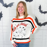 Queen of Sparkles Striped Trick or Treat Sweater 