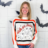 Queen of Sparkles Striped Trick or Treat Sweater 