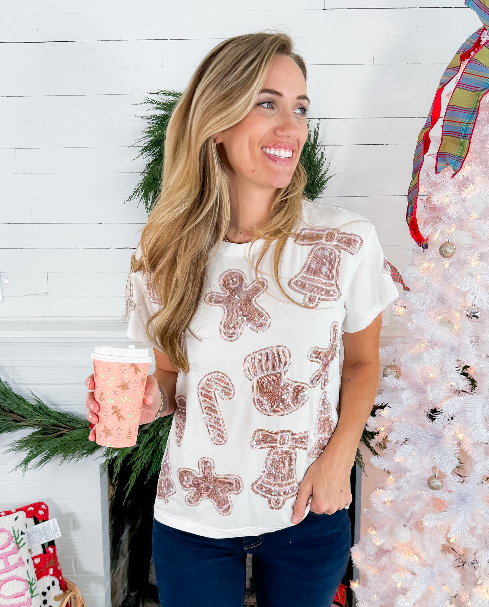 Queen of Sparkles White Frosted Christmas Cookie Tee Shirt