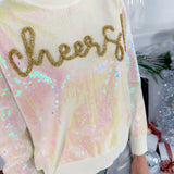 Queen of Sparkles White Full Sequin Cheers Sweater