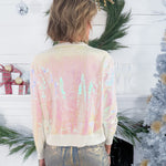 Queen of Sparkles White Full Sequin Cheers Sweater