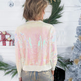 Queen of Sparkles White Full Sequin Cheers Sweater